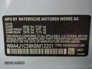 2019 BMW 4 Series 430i z VIN WBA4J1C58KBM12201, wystawiony jako Copart lot #54448715 z przebiegiem 68 574 mil mil oraz Szkoda całkowita • Salvage title. Historia ofert i sprzedaży dostępna na DreamBid. Obrazek 12.