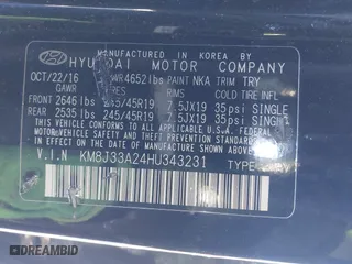 2017 Hyundai Tucson Value with VIN KM8J33A24HU343231, listed as a IAAI auction lot 41395327 with 133,017 mi miles. Bid and sale history available at carsss.com. Image 9.
