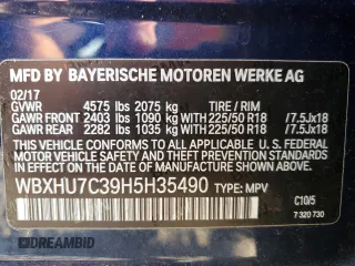 2017 BMW X1 sDrive28i with VIN WBXHU7C39H5H35490, listed as a Copart auction lot 75499974 with 0 mi miles and Salvage Title. Bid and sale history available at carsss.com. Image 16.