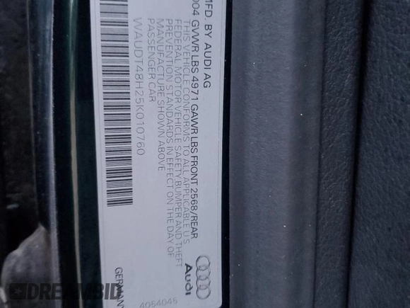 2005 Audi A4 3.0L with VIN WAUDT48H25K010760, listed as a Copart auction lot 43744165 with 113,454 mi miles and Salvage Title. Bid and sale history available at carsss.com. Image 14.
