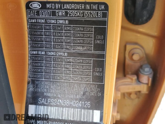 2008 Land Rover LR2 SE z VIN SALFS24N38H024126, wystawiony jako Copart lot #83403254 z przebiegiem Nie podano mil oraz Nie do naprawy • Non repairable. Historia ofert i sprzedaży dostępna na DreamBid. Obrazek 12.