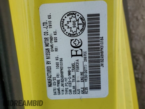 2023 Nissan Z Performance z VIN JN1BZ4BH8PM310184, wystawiony jako Copart lot #67059724 z przebiegiem 4 438 mil mil oraz Szkoda całkowita • Salvage title. Historia ofert i sprzedaży dostępna na DreamBid. Obrazek 13.