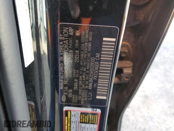 2017 Kia Cadenza Premium with VIN KNALB4J15H5039510, listed as a Copart auction lot 76071054 with 107,197 mi miles and Salvage Title. Bid and sale history available at carsss.com. Image 12.