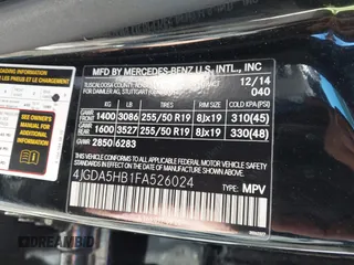 2015 Mercedes-Benz M 350 with VIN 4JGDA5HB1FA526024, listed as a IAAI auction lot 41888298 with 90,188 mi miles and . Bid and sale history available at carsss.com. Image 9.