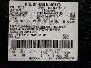2013 Ford F-150 XL с VIN 1FTFW1EF7DKD61635, выставлен на аукционе Copart как лот 49081274 с пробегом 223 902 миль миль и На запчасти • Non repairable. История ставок и продаж доступна на DreamBid. Изображение 12.