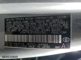 2009 Toyota Yaris with VIN JTDKT903095262342, listed as a Copart auction lot 47400255 with 0 mi miles and Salvage Title. Bid and sale history available at carsss.com. Image 12.