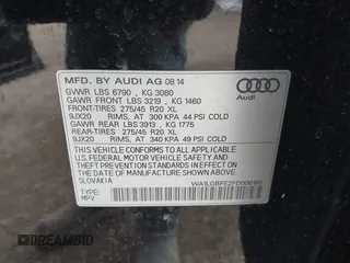 2015 Audi Q7 3.0T Premium Plus with VIN WA1LGBFE2FD006160, listed as a IAAI auction lot 41702382 with 85,706 mi miles. Bid and sale history available at carsss.com. Image 9.