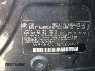 2011 BMW 5 Series 535i z VIN WBAFR7C55BC604867, wystawiony jako Copart lot #52096975 z przebiegiem 196 624 mil mil oraz Szkoda całkowita • Salvage title. Historia ofert i sprzedaży dostępna na DreamBid. Obrazek 12.