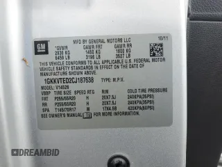 2012 GMC Acadia Denali with VIN 1GKKVTED2CJ187638, listed as a Copart auction lot 58170765 with 126,425 mi miles and Salvage title. Bid and sale history available at DreamBid. Image 14.