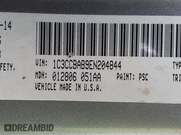 2014 Chrysler 200 LX with VIN 1C3CCBAB9EN204844, listed as a IAAI auction lot 41002852 with 143,439 mi miles. Bid and sale history available at carsss.com. Image 9.