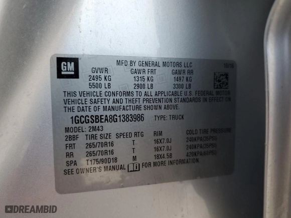 2016 Chevrolet Colorado 2WD WT with VIN 1GCGSBEA8G1383986, listed as a Copart auction lot 75937004 with 86,202 mi miles and Salvage Title. Bid and sale history available at carsss.com. Image 14.
