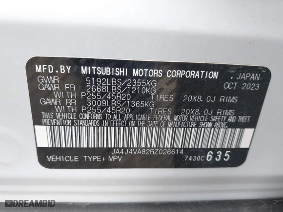 2024 Mitsubishi Outlander SE with VIN JA4J4VA82RZ026614, listed as a IAAI auction lot 41914406 with 27,743 mi miles. Bid and sale history available at carsss.com. Image 9.