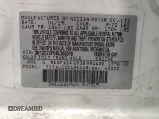 2019 Nissan Note SV z VIN 3N1CE2CP6KL360319, wystawiony jako Copart lot #54236045 z przebiegiem 82 216 mil mil oraz Czysty tytuł • Clean title. Historia ofert i sprzedaży dostępna na DreamBid. Obrazek 13.