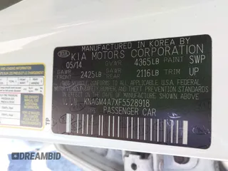 2015 Kia Optima LX z VIN KNAGM4A7XF5528918, wystawiony jako IAAI lot #42673801 z przebiegiem 132 968 mil mil oraz . Historia ofert i sprzedaży dostępna na DreamBid. Obrazek 9.