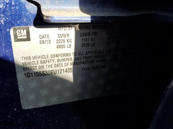 2014 Chevrolet Impala LTZ with VIN 1G1155S30EU121405, listed as a Copart auction lot 48772895 with 153,086 mi miles and Clean Title. Bid and sale history available at carsss.com. Image 12.
