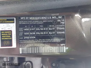 2013 Mercedes-Benz M-Class ML 350 BlueTEC with VIN 4JGDA2EB7DA258502, listed as a IAAI auction lot 41269991 with 140,182 mi miles. Bid and sale history available at carsss.com. Image 9.