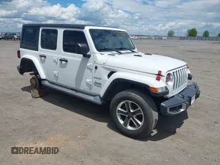 2019 Jeep Wrangler Unlimited Sahara with VIN 1C4HJXEN7KW535887, listed as a IAAI auction lot 42217440 with 91,226 mi miles and . Bid and sale history available at DreamBid. Image 1.