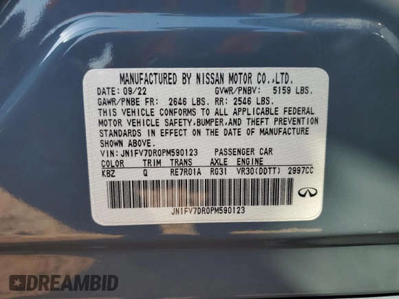 2023 Infiniti Q50 Red Sport 400 z VIN JN1FV7DR0PM590123, wystawiony jako Copart lot #62036915 z przebiegiem 42 739 mil mil oraz Szkoda całkowita • Salvage title. Historia ofert i sprzedaży dostępna na DreamBid. Obrazek 12.