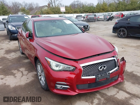 2014 Infiniti Q50 Sport with VIN JN1BV7AR4EM702549, listed as a IAAI auction lot 41803344 with 197,187 mi miles and . Bid and sale history available at carsss.com. Image 1.
