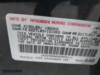 2010 Mitsubishi Lancer GTS with VIN JA32X8HWXAU004111, listed as a IAAI auction lot 41563303 with 198,931 mi miles. Bid and sale history available at carsss.com. Image 9.