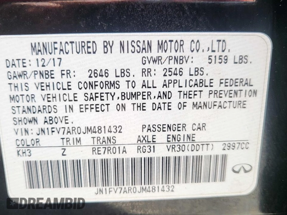 2018 Infiniti Q50 Red Sport 400 with VIN JN1FV7AR0JM481432, listed as a Copart auction lot 66191315 with 90,319 mi miles and Clean title. Bid and sale history available at DreamBid. Image 10.
