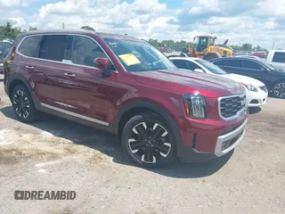 2023 Kia Telluride SX X-Pro with VIN 5XYP5DGC9PG384453, listed as a IAAI auction lot 42556697 with 4,641 mi miles and . Bid and sale history available at DreamBid. Image 1.