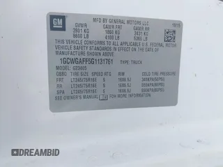 2016 Chevrolet Express Cargo z VIN 1GCWGAFF5G1131761, wystawiony jako IAAI lot #42454440 z przebiegiem 202 356 mil mil oraz . Historia ofert i sprzedaży dostępna na DreamBid. Obrazek 9.