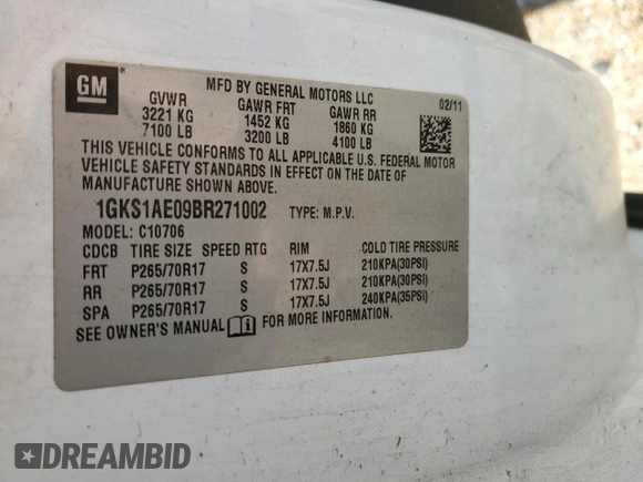 2011 GMC Yukon SLE with VIN 1GKS1AE09BR271002, listed as a Copart auction lot 49349275 with 245,183 mi miles and Salvage Title. Bid and sale history available at carsss.com. Image 15.