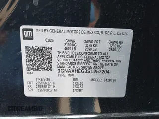 2025 Chevrolet Equinox FWD LT with VIN 3GNAXHEG3SL257204, listed as a IAAI auction lot 42421342 with 2,291 mi miles and . Bid and sale history available at DreamBid. Image 9.
