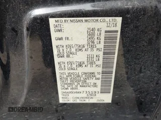 2019 Nissan Frontier SV with VIN 1N6AD0EV6KN735193, listed as a IAAI auction lot 42514496 with 53,323 mi miles and . Bid and sale history available at DreamBid. Image 9.