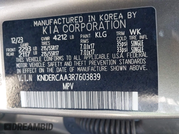 2024 Kia Seltos EX z VIN KNDERCAA3R7603839, wystawiony jako IAAI lot #41830414 z przebiegiem 19 414 mil mil oraz . Historia ofert i sprzedaży dostępna na DreamBid. Obrazek 9.