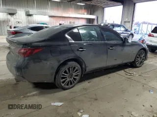 2020 Infiniti Q50 Red Sport 400 with VIN JN1FV7AR5LM660262, listed as a Copart auction lot 42776785 with 21,617 mi miles and Salvage Title. Bid and sale history available at carsss.com. Image 3.