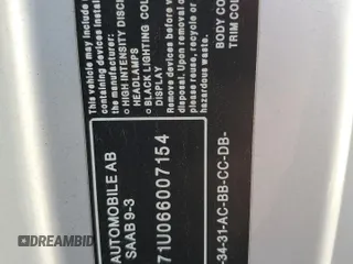 2006 Saab 9-3 Aero z VIN YS3FH71U066007154, wystawiony jako Copart lot #60747454 z przebiegiem 153 920 mil mil oraz Szkoda całkowita • Salvage title. Historia ofert i sprzedaży dostępna na DreamBid. Obrazek 15.
