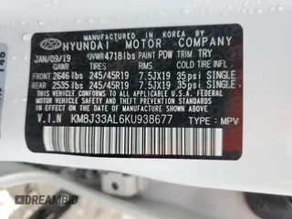 2019 Hyundai Tucson Night with VIN KM8J33AL6KU938677, listed as a Copart auction lot 66299714 with 52,071 mi miles and Salvage Title. Bid and sale history available at carsss.com. Image 14.