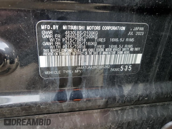 2024 Mitsubishi Eclipse Cross ES с VIN JA4ATUAA2RZ005262, выставлен на аукционе Copart как лот 54144135 с пробегом 25 660 миль миль и Списание • Salvage title. История ставок и продаж доступна на DreamBid. Изображение 13.