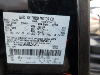 2007 Ford Escape Limited with VIN 1FMYU04107KA09821, listed as a Copart auction lot 87005094 with 151,897 mi miles and Salvage Title. Bid and sale history available at carsss.com. Image 13.