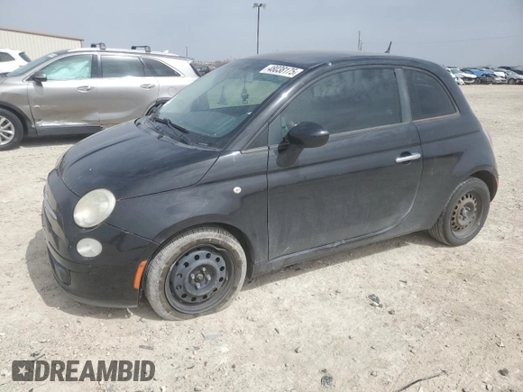2012 FIAT 500 Pop with VIN 3C3CFFAR3CT383018, listed as a Copart auction lot 48038175 with 105,136 mi miles and Salvage Title. Bid and sale history available at carsss.com. Image 1.