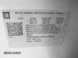 2019 Cadillac XTS Luxury z VIN 2G61M5S31K9137814, wystawiony jako IAAI lot #42144205 z przebiegiem 115 776 mil mil oraz . Historia ofert i sprzedaży dostępna na DreamBid. Obrazek 9.