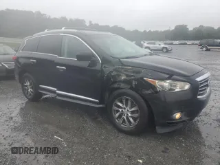 2013 Infiniti JX35 with VIN 5N1AL0MN9DC324307, listed as a Copart auction lot 72595514 with 106,443 mi miles and Salvage Title. Bid and sale history available at carsss.com. Image 4.