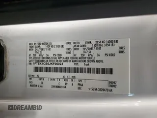 2018 Ford F-150 XL with VIN 1FTEX1CB6JKF06023, listed as a Copart auction lot 53733325 with 147,907 mi miles and Clean title. Bid and sale history available at DreamBid. Image 12.