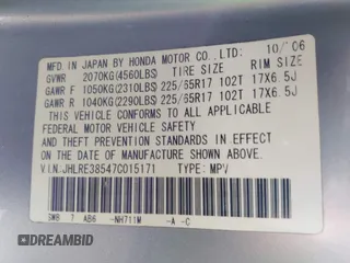 2007 Honda CR-V EX с VIN JHLRE38547C015171, выставлен на аукционе IAAI как лот 42227092 с пробегом 333 911 миль миль и . История ставок и продаж доступна на DreamBid. Изображение 9.