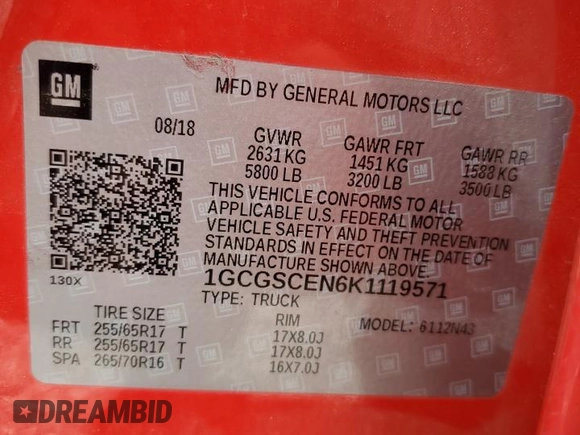 2019 Chevrolet Colorado 2WD LT with VIN 1GCGSCEN6K1119571, listed as a Copart auction lot 52625105 with 51,562 mi miles and Salvage title. Bid and sale history available at DreamBid. Image 15.