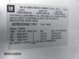2010 GMC Sierra 1500 SLE z VIN 3GTRCVE0XAG117991, wystawiony jako IAAI lot #41549994 z przebiegiem 245 256 mil mil oraz . Historia ofert i sprzedaży dostępna na DreamBid. Obrazek 9.