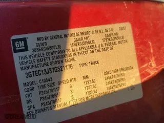 2007 GMC Sierra 1500 SLE1 with VIN 3GTEC13J37G521176, listed as a Copart auction lot 84874054 with 0 mi miles and Salvage Title. Bid and sale history available at carsss.com. Image 13.