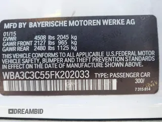 2015 BMW 3 Series 320i xDrive z VIN WBA3C3C55FK202033, wystawiony jako IAAI lot #41763644 z przebiegiem 90 816 mil mil oraz . Historia ofert i sprzedaży dostępna na DreamBid. Obrazek 9.