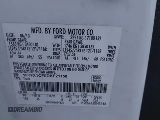 2013 Ford F-150 XL with VIN 1FTFX1CF0DKF21158, listed as a IAAI auction lot 41830271 with 311,990 mi miles and . Bid and sale history available at DreamBid. Image 9.