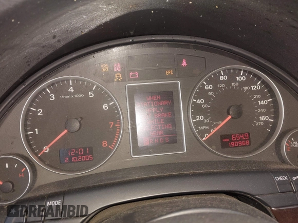 2006 Audi A4 2.0T с VIN WAUKF78EX6A248286, выставлен на аукционе IAAI как лот 41232399 с пробегом 190 968 миль миль и . История ставок и продаж доступна на DreamBid. Изображение 7.