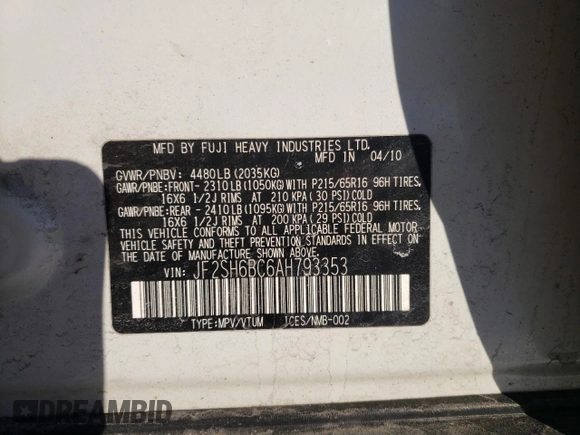 2010 Subaru Forester 2.5X with VIN JF2SH6BC6AH793353, listed as a Copart auction lot 87423744 with 146,011 mi miles and Salvage Title. Bid and sale history available at carsss.com. Image 13.