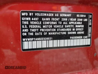 2014 Volkswagen CC R-Line with VIN WVWBP7AN5EE526531, listed as a Copart auction lot 86204964 with 96,521 mi miles and Salvage Title. Bid and sale history available at carsss.com. Image 12.