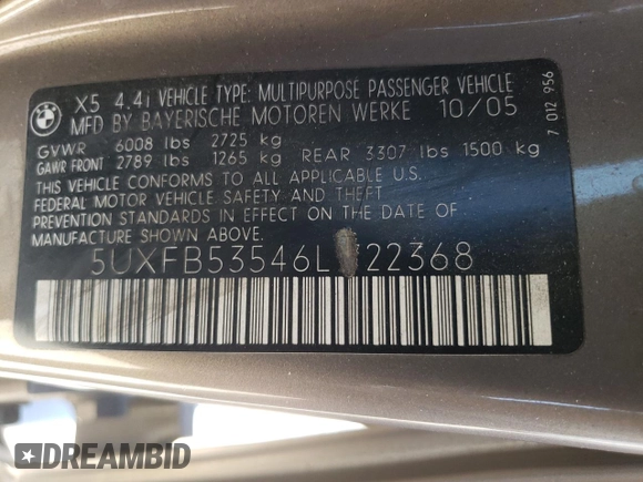 2006 BMW X5 4.4i with VIN 5UXFB53546LV22368, listed as a Copart auction lot 70644194 with 152,873 mi miles and Salvage Title. Bid and sale history available at carsss.com. Image 13.